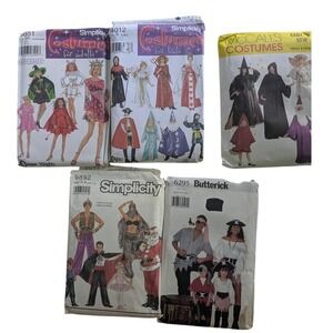 Costume Sewing Patterns Child Adult Lot 5 Pirate Princess Vampire Santa Witch‎